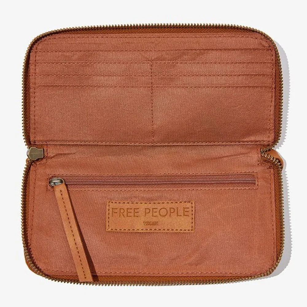 New with tag Brown Distressed Vegan wallet Free People Fabfitfun